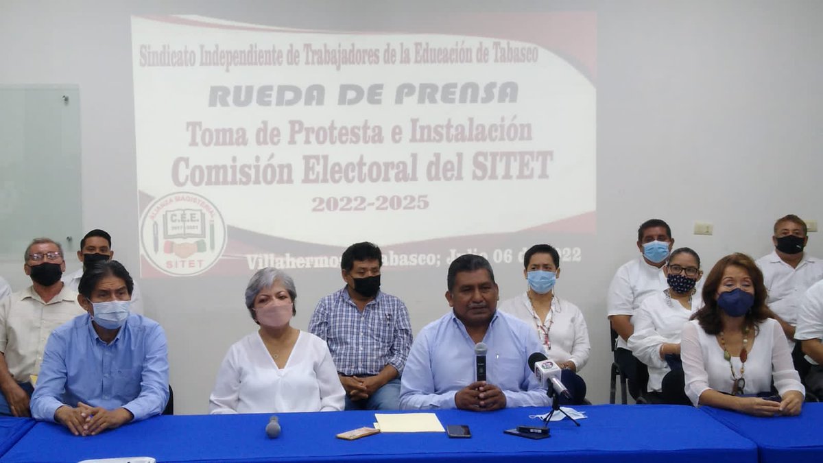 sitet_tabasco's tweet photo. La mañana de este miércoles, se llevó a cabo la toma de protesta e instalación de la comisión electoral del #SITET que se encargará de renovar la dirigencia de este sindicato. Nota 👉👉

https://t.co/P2rHi8wnZT https://t.co/5vnt2SR9i1