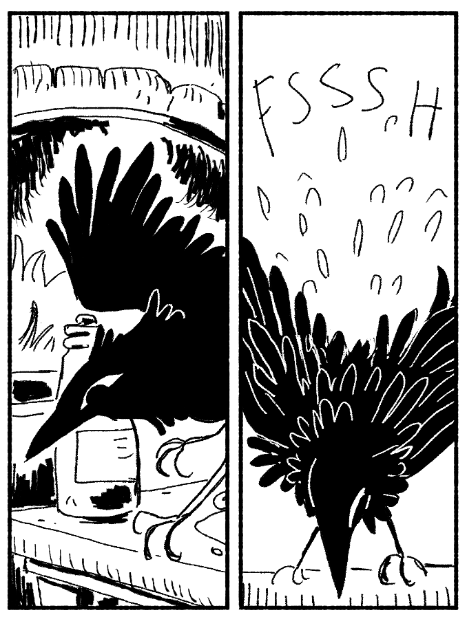 The best thing about making my own comic is that I can do things like have a bird character like this just be Abstractly Bird Shaped™ because I think it's more fun.
No one can stop me!! 