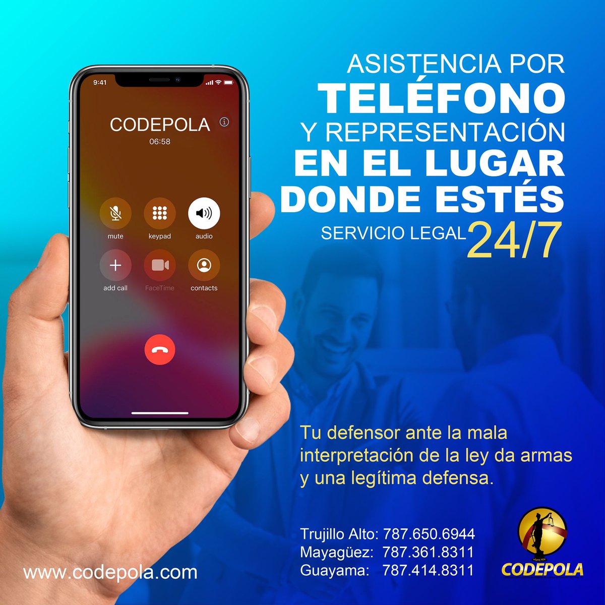 codepola's tweet photo. ¿Te defendiste de un delincuente?
Servicio en toda la isla 24/7. #CODEPOLA te invita a ser parte de esta gran familia y comienza a recibir los beneficios que tenemos para ti. 
Sucursales en:
📍Trujillo Alto
📍Guayama  
📍Mayagüez 

#ley168 #seguridad #defensa #serviciolegal https://t.co/S8ZCCcdxhQ