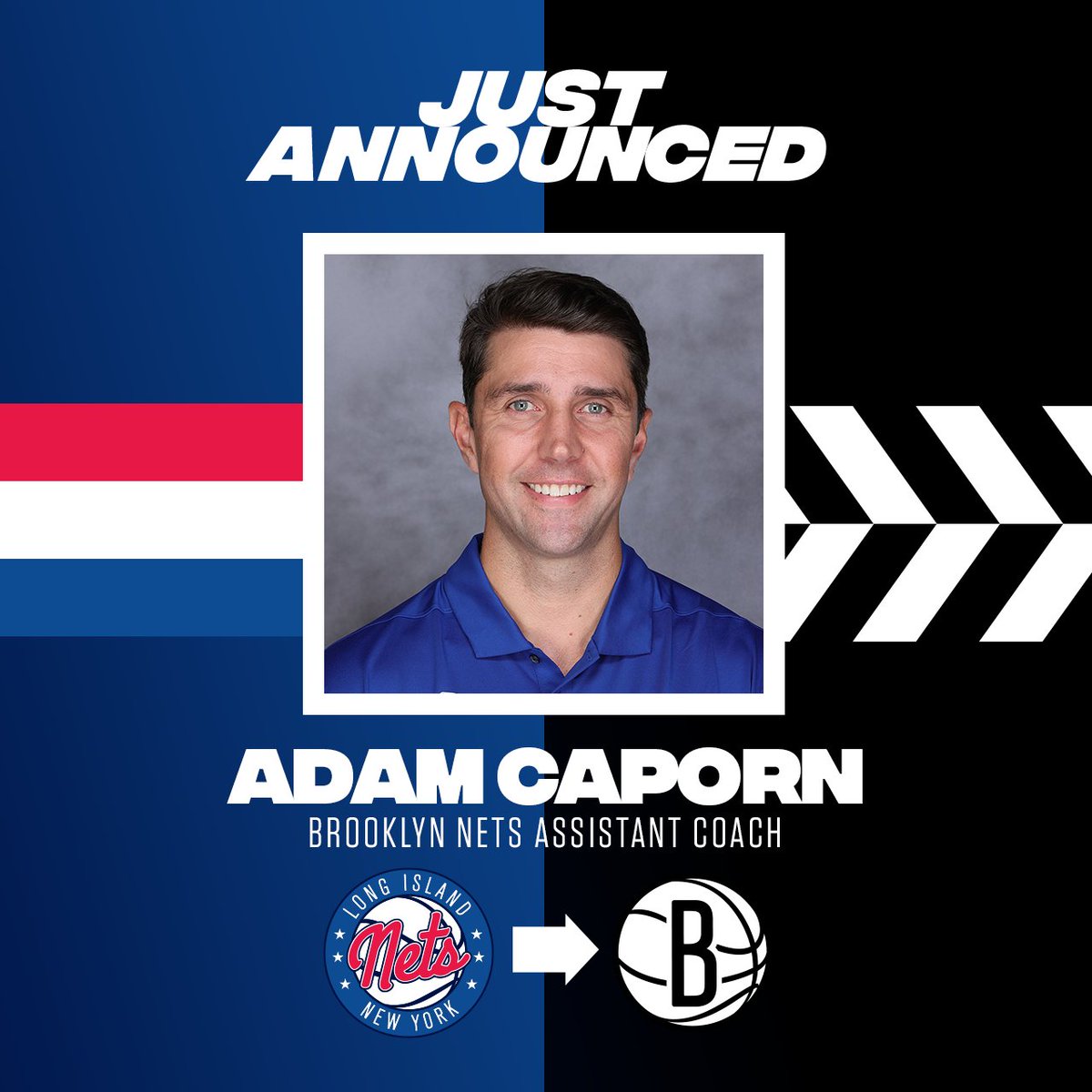 LongIslandNets's tweet photo. Congrats Capes🎉

Adam Caporn is joining the @BrooklynNets staff after serving as head coach of the Long Island Nets in 21-22, leading us to our 2nd playoff berth in franchise history and earned G League Coach of the Month honors in February after LI went 8-2 for the month! https://t.co/vf0aTqRopl