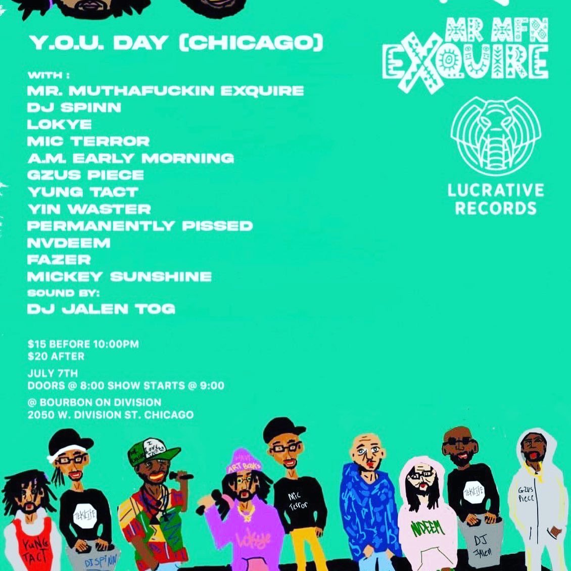 Tomorrow #wickerpark #chicago 
@MRMFNeXquire <a href="/micterror/">Mic Terror</a> <a href="/notgzuspiece/">gzus 🏴‍☠️ o.p.s.</a> <a href="/AMEarlyMorning/">AMearlymorning</a> <a href="/YUNGTACT/">MisfitMVP</a> 
#bourbonondivision 
20$ at the door 
<a href="/LucrativeRecs/">Lucrative Records</a>