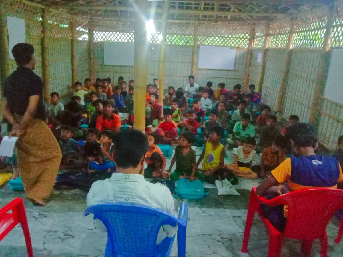 DRFS_Official's tweet photo. Our teachers are admonishing the students in our school. These are #DRFS school teachers and students.
#Rohingya
#RefugeeChildren
#Education
@SavetheChildren
@UNICEFEducation https://t.co/v9wFPvfTwT