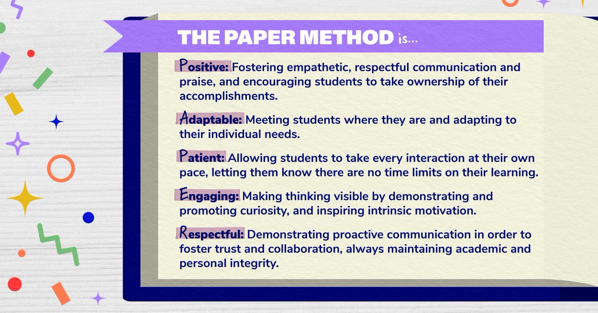 paperlearning's tweet photo. What's the Paper Method? 🤔 It's a holistic, theory-based framework designed to help students get the most from every tutoring session.

See how the Paper Method aims to foster critical thinking skills, strengthen subject knowledge, and more 📚 

#EdTech https://t.co/ewMuu4CVXt