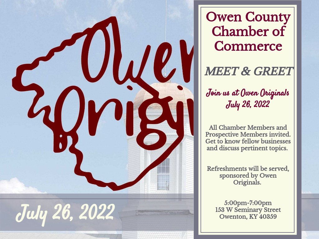 owen_chamber's tweet photo. Join us for our second "Meet &amp; Greet" July 26, 2022! https://t.co/qXD7N2I2Bo