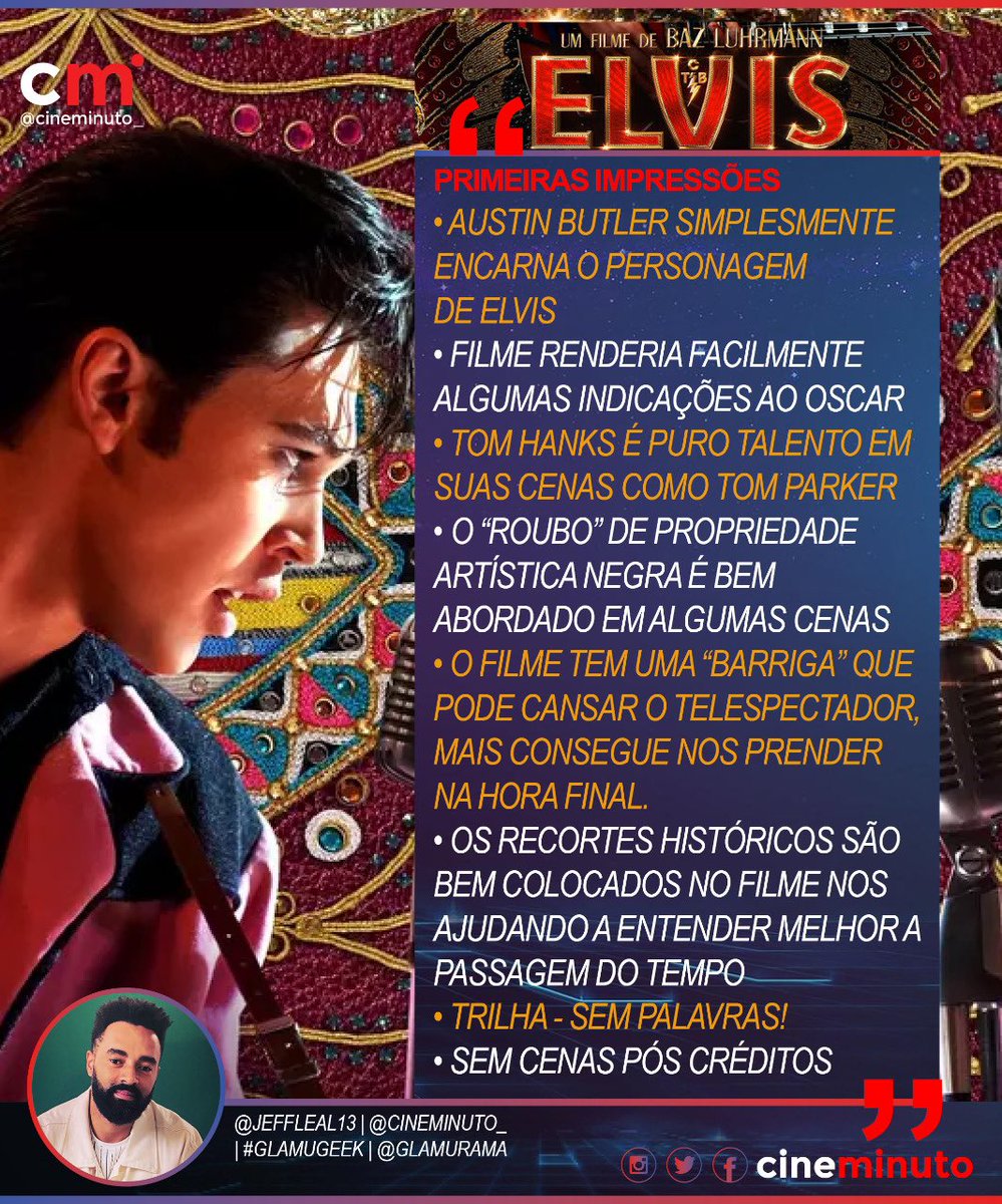 JeffLeal13's tweet photo. 2h30 de muita música, drama, uns remedinhos e apropriação artística/cultural!  

Vale a pipoca sim!  #Elvis #ElvisMovie @CDNComunica @wbpictures_br 

Spoiler!!!!⚠️⚠️⚠️⚠️⚠️

.

Ele morre no final! https://t.co/1txI3O8WCp