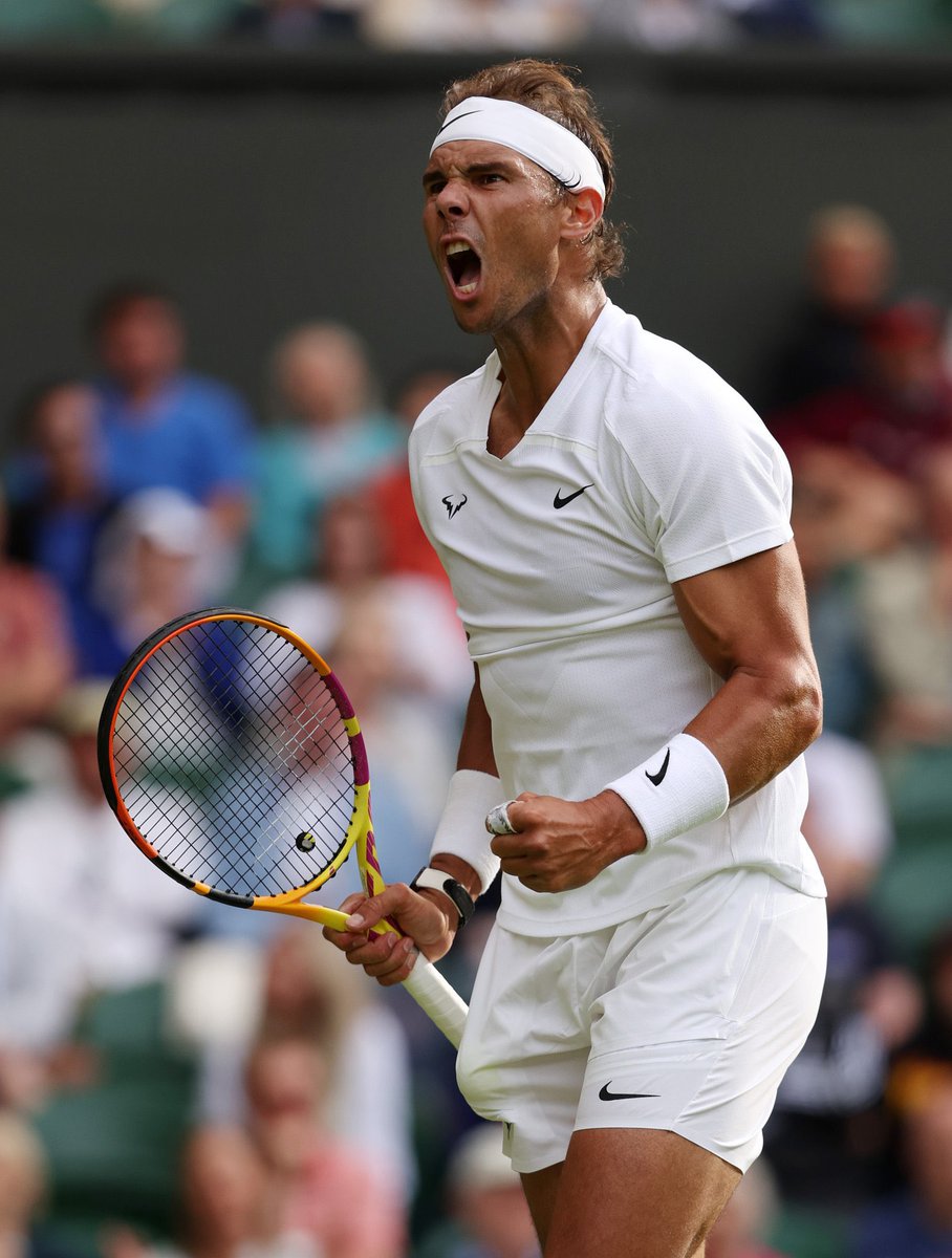 Sampath0623's tweet photo. Rib injury,His team asking him to quit..this guy hates losing.. what a man,what a player what a fucking LEGEND 
#wimbledon #Nadal #VamosRafa #Nadal 
 #VamosRafa https://t.co/fCnAfEDCwc