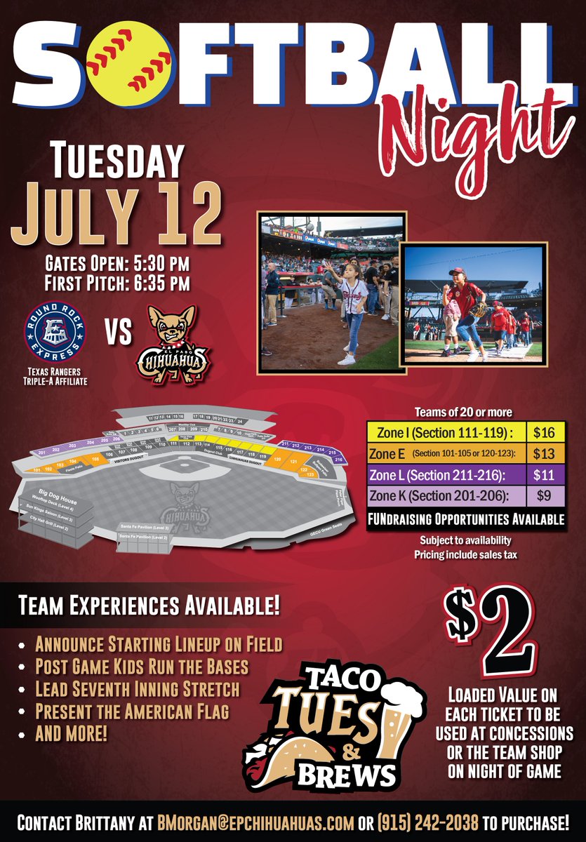 El Paso Chihuahuas on Twitter "Calling all youth softball teams! Fetch