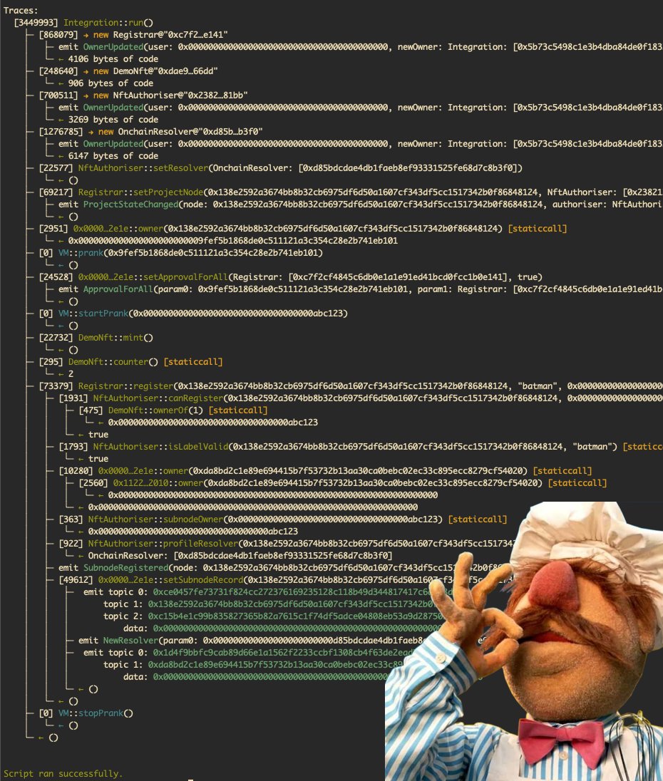 Keep being impressed with #foundry. Scripted an integration test in #solidity and, with traces, can see the whole output at the end
