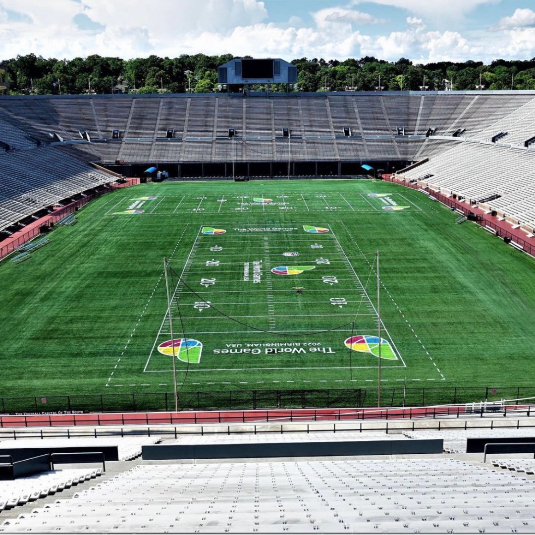 TWG2022's tweet photo. It's time to show off our beautiful state! 🅰 🅻 

Check out the finishing touches as #TWG2022 venues come to life to Welcome The World! 🏟 🌎 

#RoadtoBHM https://t.co/32JRgBE3XE