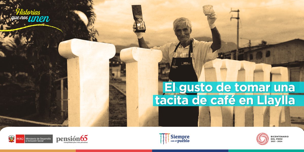 MIDIS_Pension65's tweet photo. Su rostro se ilumina con el primer sorbo que da al #café que lleva su firma. Su café es su orgullo y placer. Conoce al usuario de #Pensión65 que es el productor estrella del distrito de #Llaylla, en la provincia de #Satipo, región #Jun��n, este sábado 9, en #HistoriasQueNosUnen. https://t.co/fIZxYQobC5