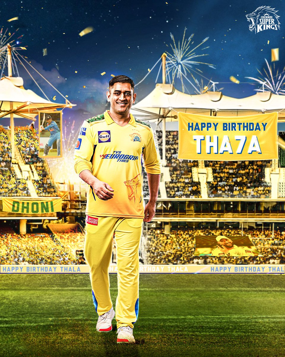 And the clock strikes 12! The 
party begins at Anbuden! 🦁🥳

Super Birthday to you, Thala 💛

#HBDThalaDhoni  #Yellove #WhistlePodu 🦁💛