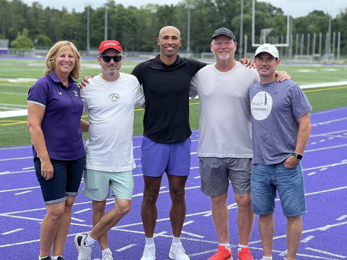 As the saying goes, it takes a village. 

And there truly is a village of people around Damian Warner. This group has been there since 2010, helping Warner achieve athletic greatness. 

Vicki, Gar, Dennis and Dave. Team Warner. Gearing up for another Olympic cycle.