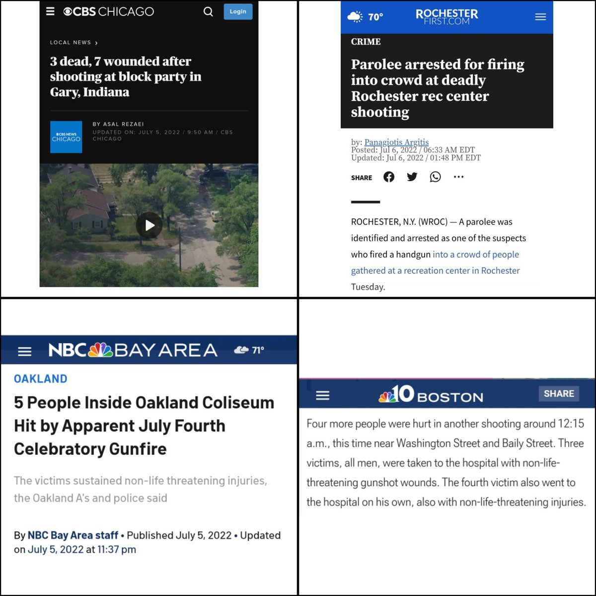 Hmm.. 4 mass shootings happened after the #HighlandPark one. I wonder why the MSM like cnn and msnbc aren't all over these stories. Maybe biden or kamala will make a statement?? 

Mass Shooting 
#HighlandParkMassacre