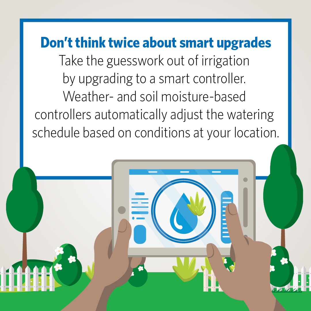 WaterSmartHays's tweet photo. Have you considered making the switch to a weather-based, smart irrigation controller?  What's holding you back? #SmartIrrigationMonth #WaterSmartLandscaping https://t.co/D6EVsJ7W2l