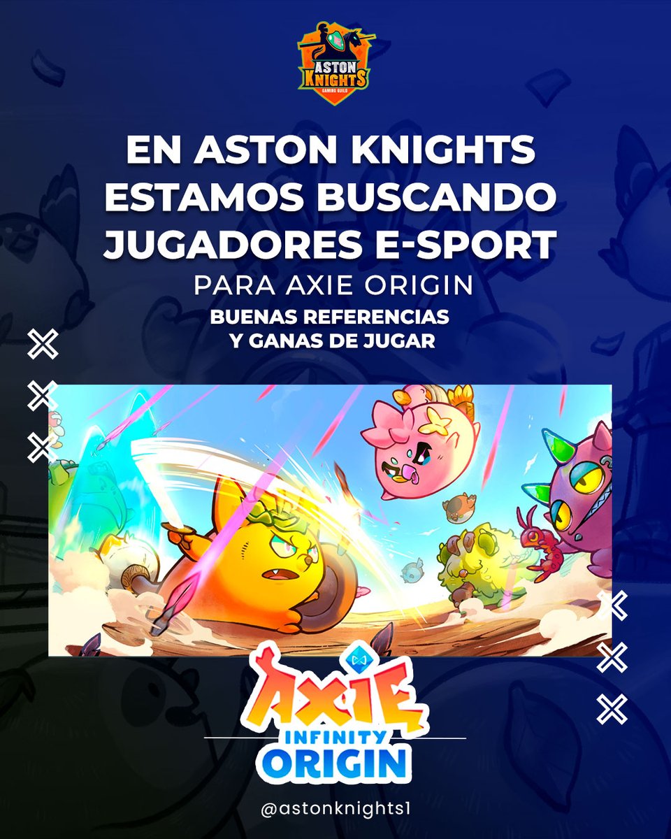 En Aston Knights no nos detenemos! Siempre mejorando y creciendo! Buscamos jugadores con muchas ganas de jugar #Origin en materia de E-sport! Únete a nuestra comunidad! Contáctanos!
#esports #AxieOrigin #Axie #Jugadoresesports #AstonKnights #ScholarshipAxie