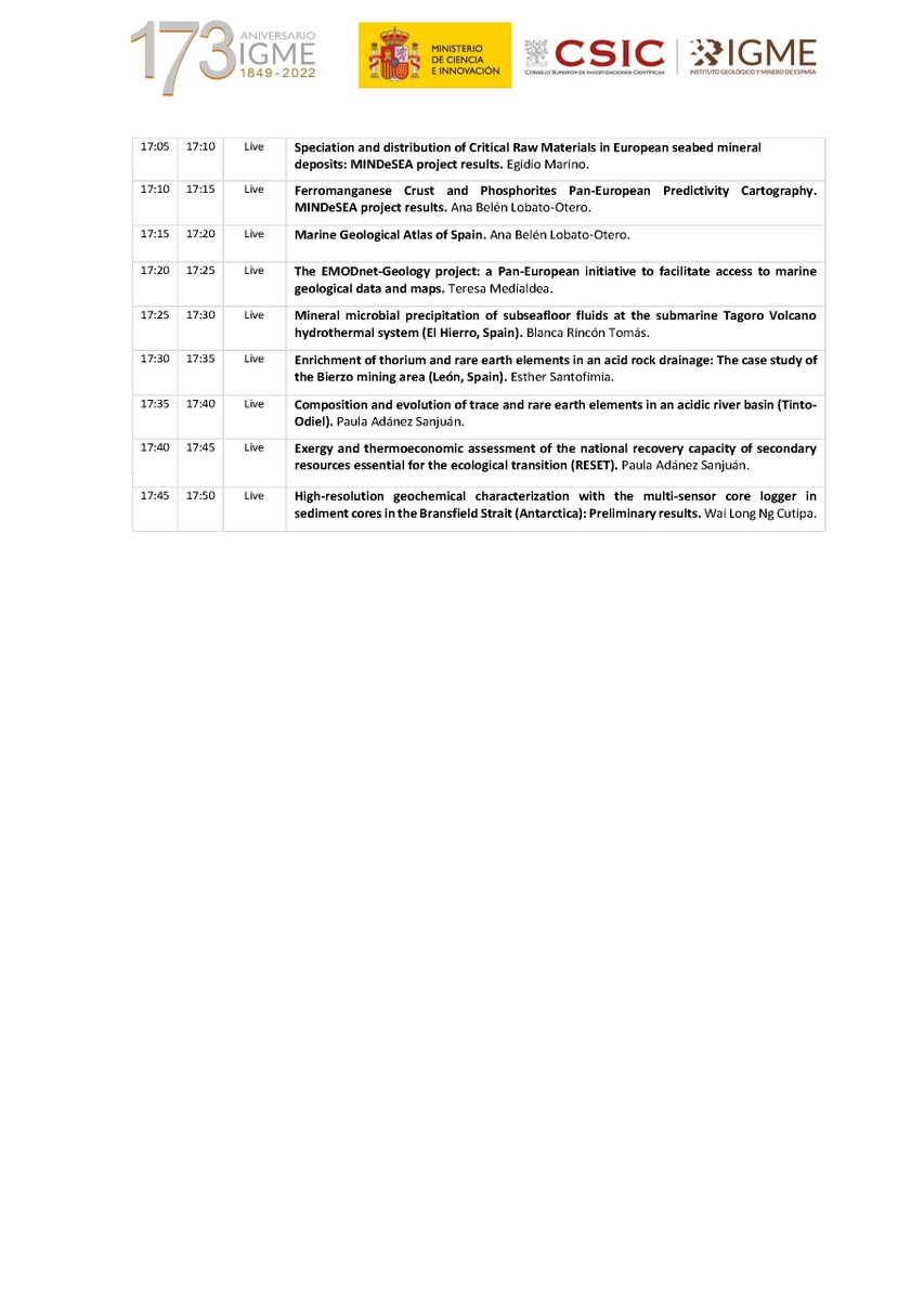 IGME1849's tweet photo. Aquí tenéis el día 12 de julio de las #jornadascientificotecnicasIGME #IGME_CSIC https://t.co/nh8nYFzwP5