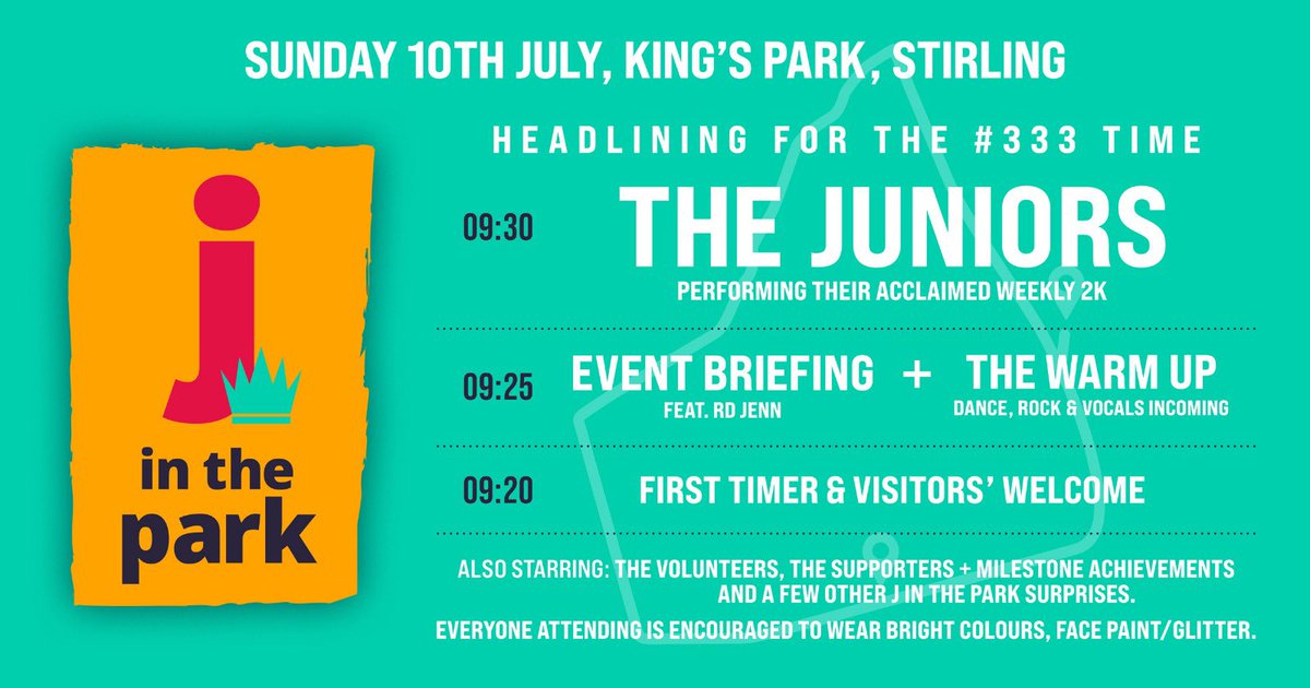 Join us this Sunday for event #333 🥳 We’re marking the occasion with a festival themed event: j in the park! Hope you can make it along and feel free to wear your most colourful festival outfits! 🧡💚