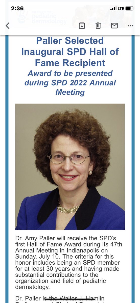DrJanPeds's tweet photo. Congrats Dr Amy Paller!
1st #HallOfFamer @SocietyPedsDerm
#Pediatrician par excellence #Researcher from bench to bedside #Gratitude from #kids #parents & colleagues
#TwitterDerm #Tweetiatrician https://t.co/4Bt0YRxLHB