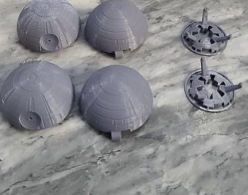 thesheesh's tweet photo. Wedding DIYs Part 1.

#deathstar #ringbox

Peg vs 3D STL vs Actual

Excited to paint these babies 😍 https://t.co/E2AG6vw834