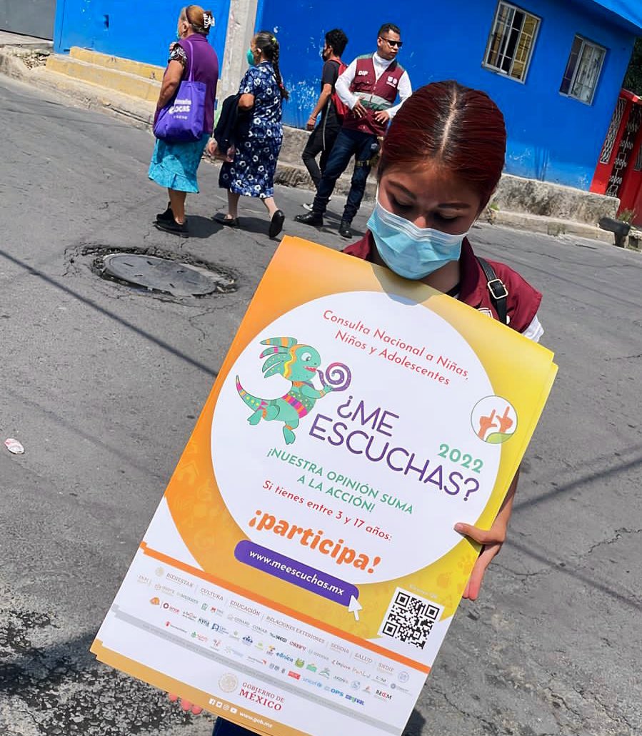 DIF_NMX's tweet photo. Agradecemos a #LosJóvenesUnenAlBarrio del @InjuveCDMX por difundir 📣 la Consulta Nacional #MeEscuchas2022 en las calles de la Alcaldía Iztapalapa. 

¡Las niñas, niños y adolescentes tienen mucho que decir! 

➡️ Entra a: https://t.co/ldINyPpLuP https://t.co/FjFlVsBnP4