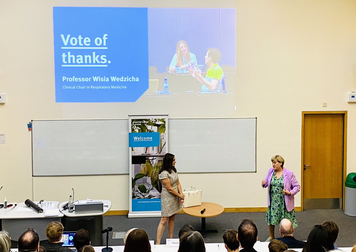ProfHurst's tweet photo. Got to love an inaugural lecture! Professor Jenni Quint (#teamquint) edutaining a diverse audience with ‘Big on Data but Short of Breath’ 👏🏻 👏🏻 👏🏻
#imperialinaugurals @ImperialNHLI
Wisia Wedzicha gives the vote of thanks. ⬇️ https://t.co/QDDm35YSko