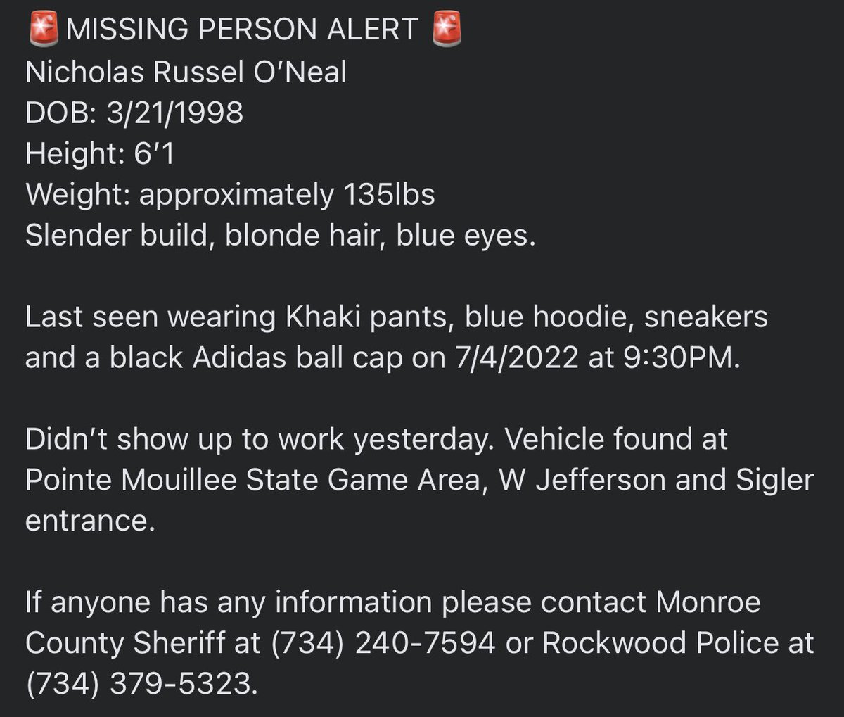 ChrisxCrash92's tweet photo. Help Find Nick.

#FindNick https://t.co/8SBpHjxW8U