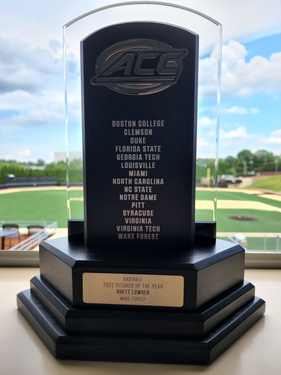 Rhett Lowder's ACC Pitcher of the Year trophy showed up today!  He and Teddy McGraw are on their way to the Netherlands to compete for the USA Collegiate National Team!  This will be waiting for him when he gets back!  D.E.A.C.S