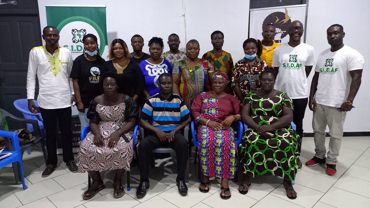 ProjectFREE21's tweet photo. The group took the photo with the executive director of SIDAF, Mr Vandyck Calvin (second from right) and our project manager Mr Agee-Kum Anthony (extreme left). #collaboration https://t.co/KmOtD9SJAb