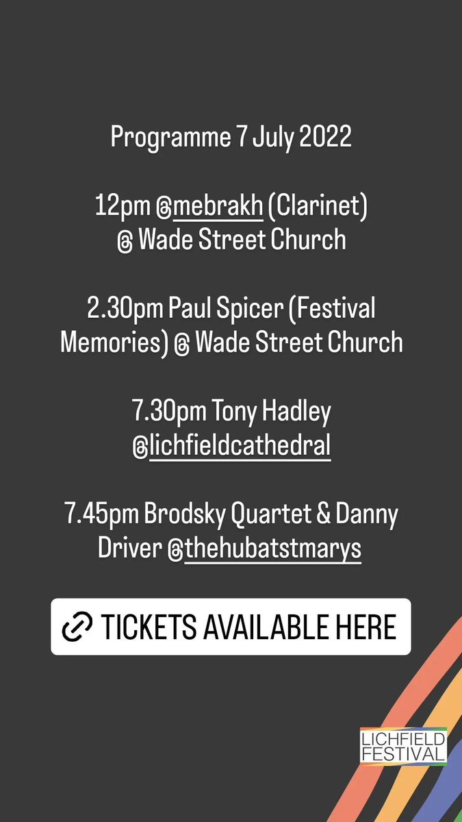 lichfieldfest's tweet photo. Here's the programme for tomorrow! Get your tickets at https://t.co/ek6qsN5bls or you can pay on the door! See you there!
#lichfield #lf40 #lichfieldfestival #thelichfieldfestival #thehubatstmarys #lichfieldcathedral #lichfieldcity #whatsonstaffs #whatsonlichfield #Staffordshire https://t.co/RvZMAbTs2X