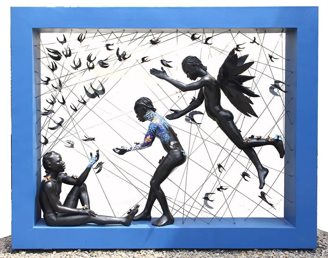 modernblackart's tweet photo. Pursuit of freedom
Medium: plaster cast, resin, plywood, mild steel, acrylic paints

Artist: Peju Alatise 

#Curatedbyanna https://t.co/AAPlRJkbEI
