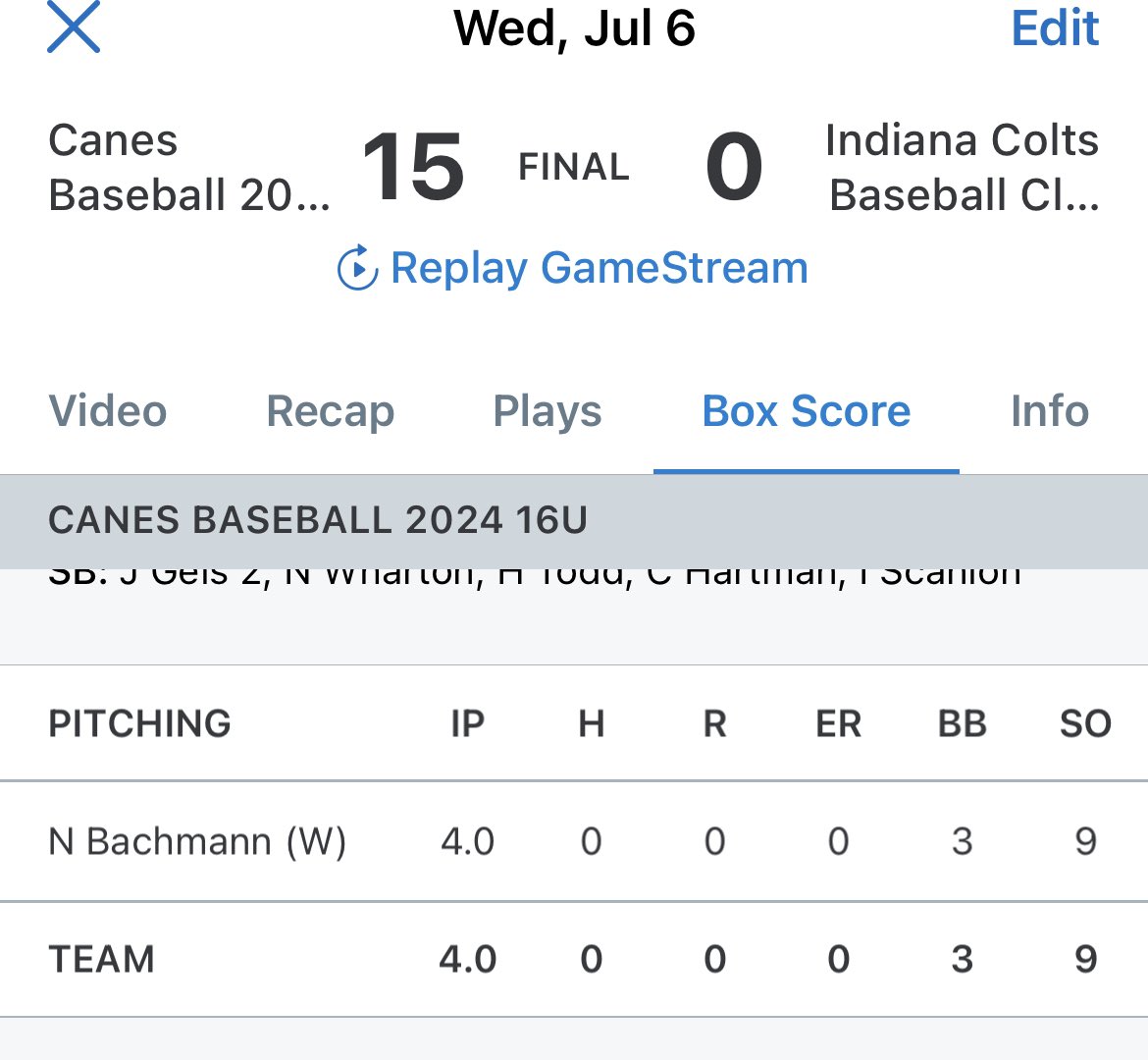 Canes2024's tweet photo. #noHitter @NJ_Bachmann https://t.co/kmqkuO9PzD