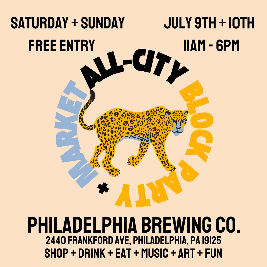 yelpphilly's tweet photo. This weekend, join @sixwaysmarkets for an All City Philly Market and Block Party at @PhillyBrewing 🛍️🎶 shop over 40 local vintage and handmade vendors, enjoy live music, food trucks, and drinks 🍹 Entry is free, all ages are welcome, and it is pet-friendly! 🐶 ⁠ https://t.co/XZbkpLNreA