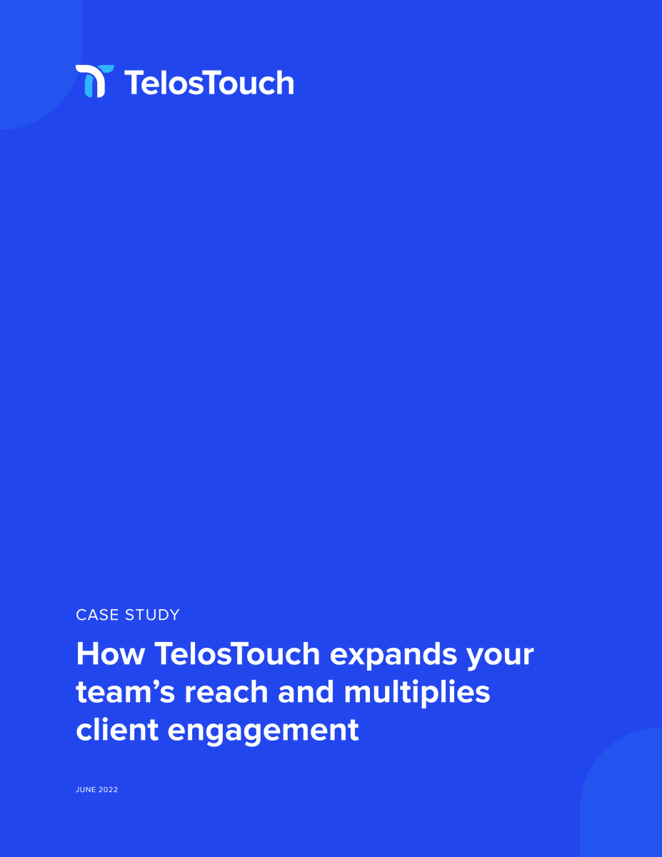 TelosTouch's tweet photo. What happens when you 10X to 20X your advisors' reach and #ClientEngagement? And how is that possible?
In this #casestudy, we communicate the challenges of traditional communication channels and the opportunities that @TelosTouch delivers.
#fintech #financialservice #finance https://t.co/UCG073FVYe
