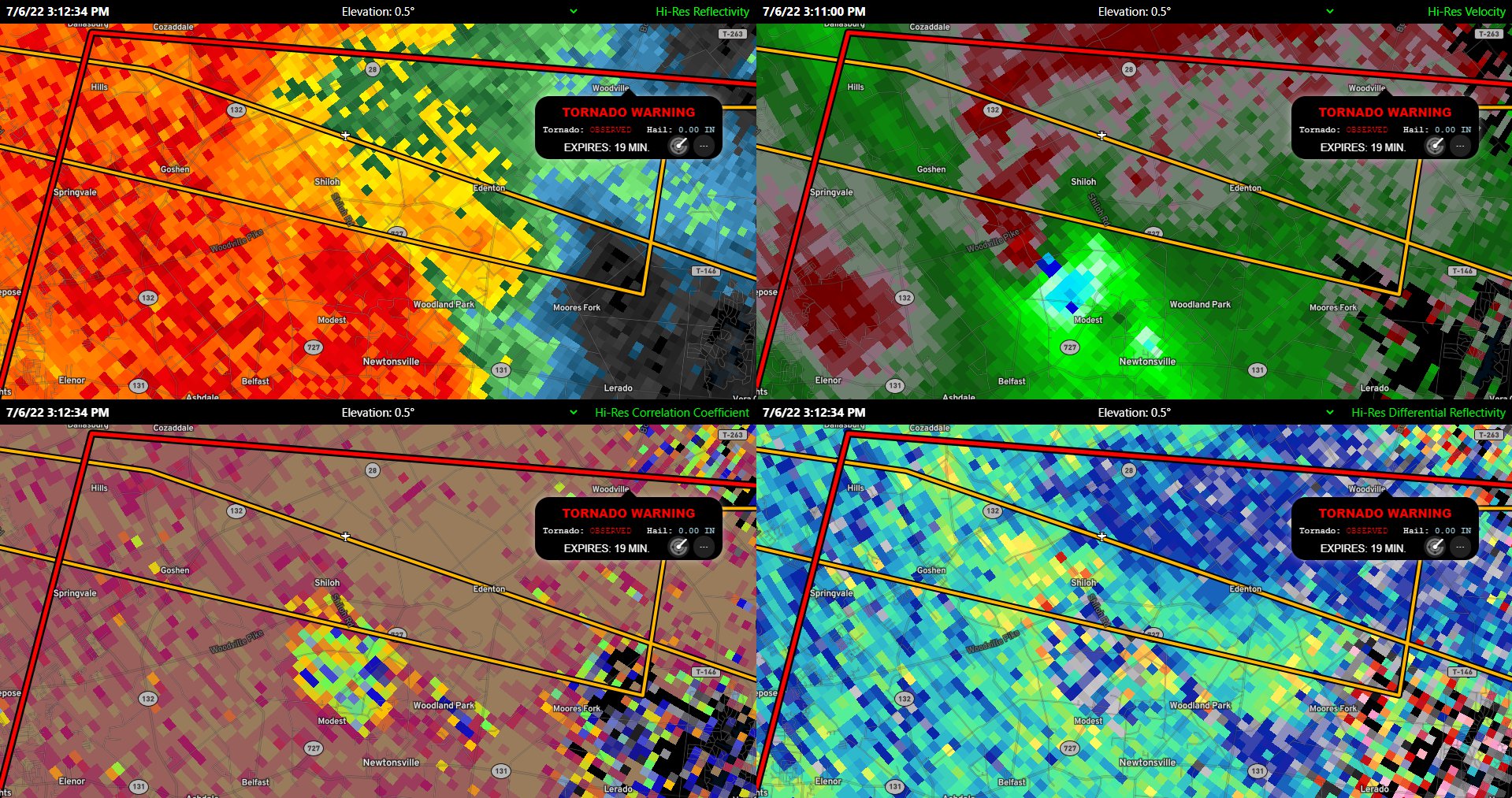 RadarOmega on Twitter "OBSERVED Tornado Warning continues for Mount Orab OH Lake Lorelei OH