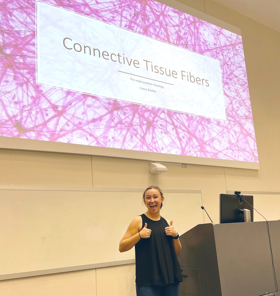 Fourth year student, <a href="/caseymboothe/">Casey Raborn Boothe</a> loves lecturing to our Pre-Matriculation students about Connective Tissue! #PhDLife #GradLife #MedEd #AnatEd #Histology