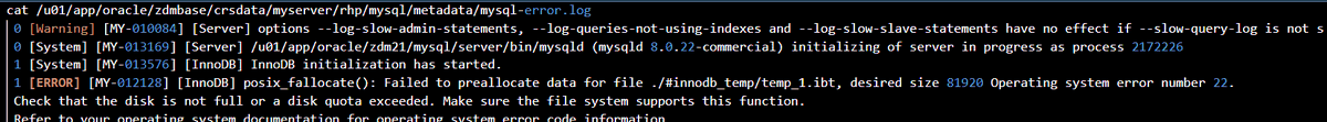 CloudDude_'s tweet photo. If you already installed #ZDM successfully on Oracle E linux 8, ping me.
seems mysql innodb doesn't like ext filesystems. https://t.co/WUF7B2Q7eJ https://t.co/vQzFoIODEb