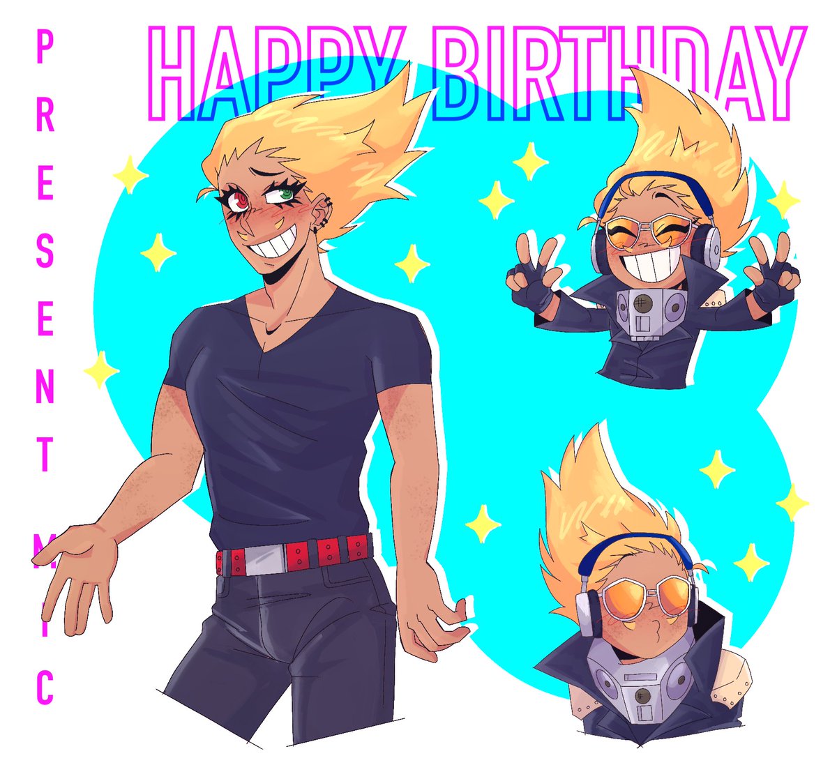 qpidcookie's tweet photo. HAPPY PRESENT MIC DAY 🥳🎊🎉🌤  #プレゼント・マイク誕生祭2022 #presentmic #hizashiyamada #bnha https://t.co/Kixm45qKbm
