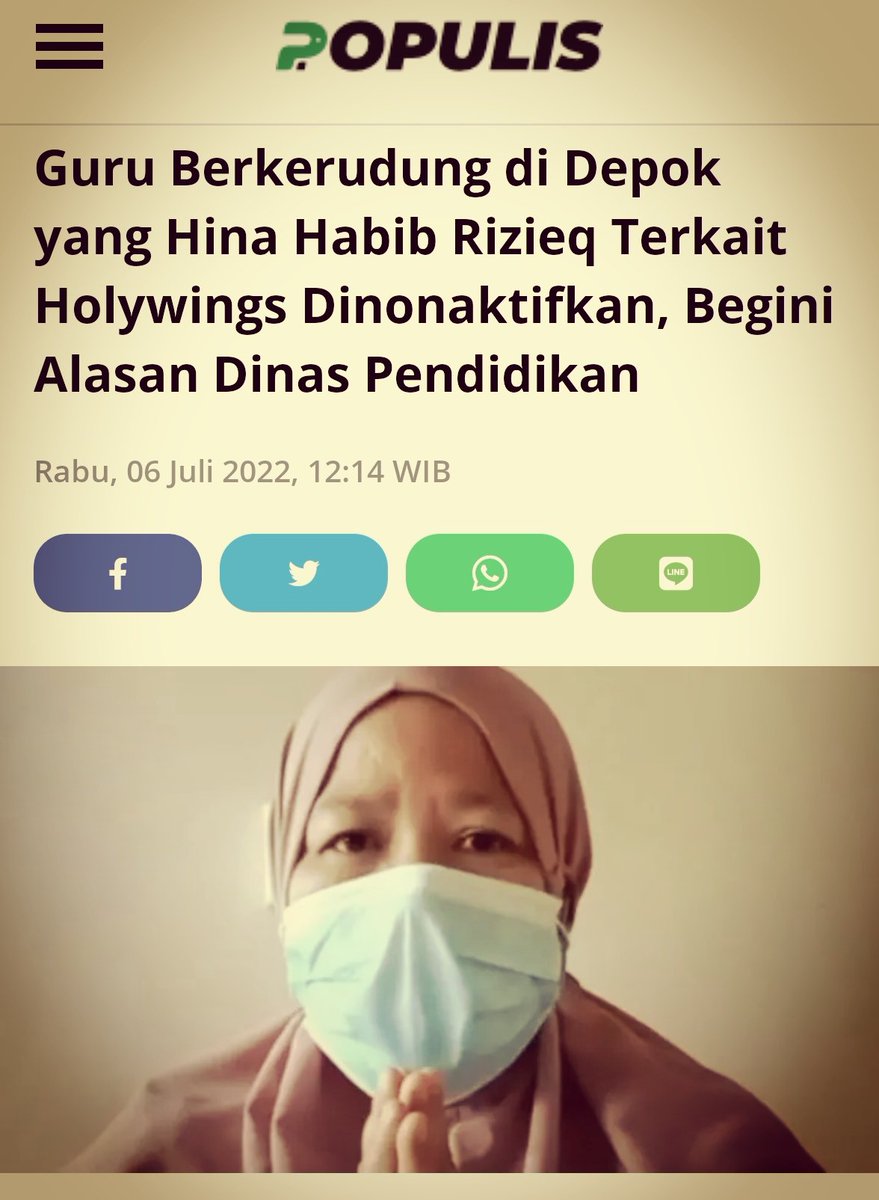 Wajib di apresiasi apa yg dilakukan <a href="/disdikdepok/">disdikdepok</a> dengan menonaktifkan Bu Guru <a href="/pd_eni/">Eni Rohaeni S.pd</a> karena telah menghina Ulama Besar nya Dinas Pendidikan Depok