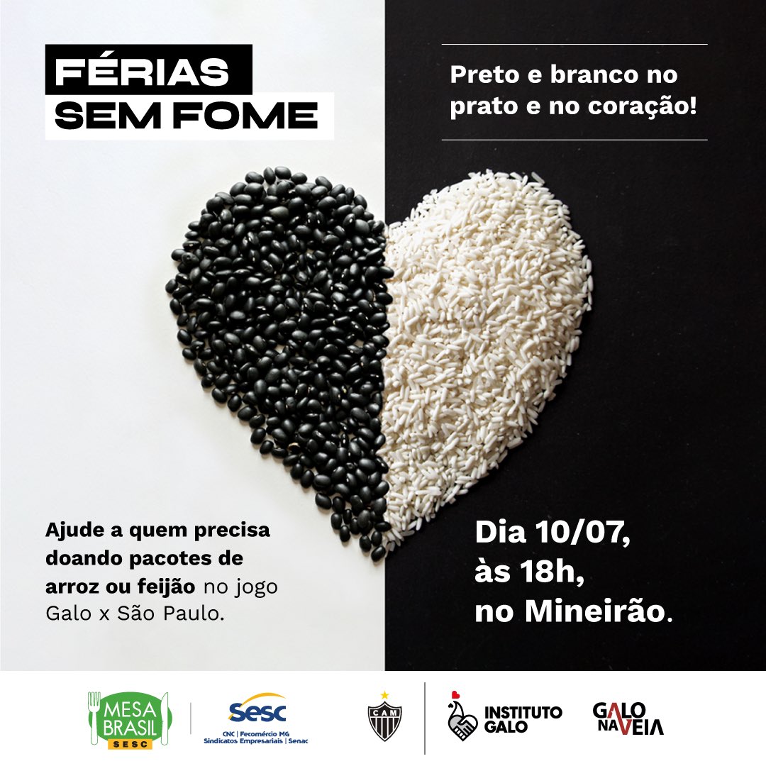 InstitutoGalo's tweet photo. Arroz e feijão, @sescmg e Instituto Galo... Duplas que dão certo, né? Só falta você se juntar com a solidariedade pra compor esse timaço por férias sem fome! ￼￼
 
#FériasSemFome #InstitutoGalo #SescEmMinas https://t.co/CKTdRRqXTe