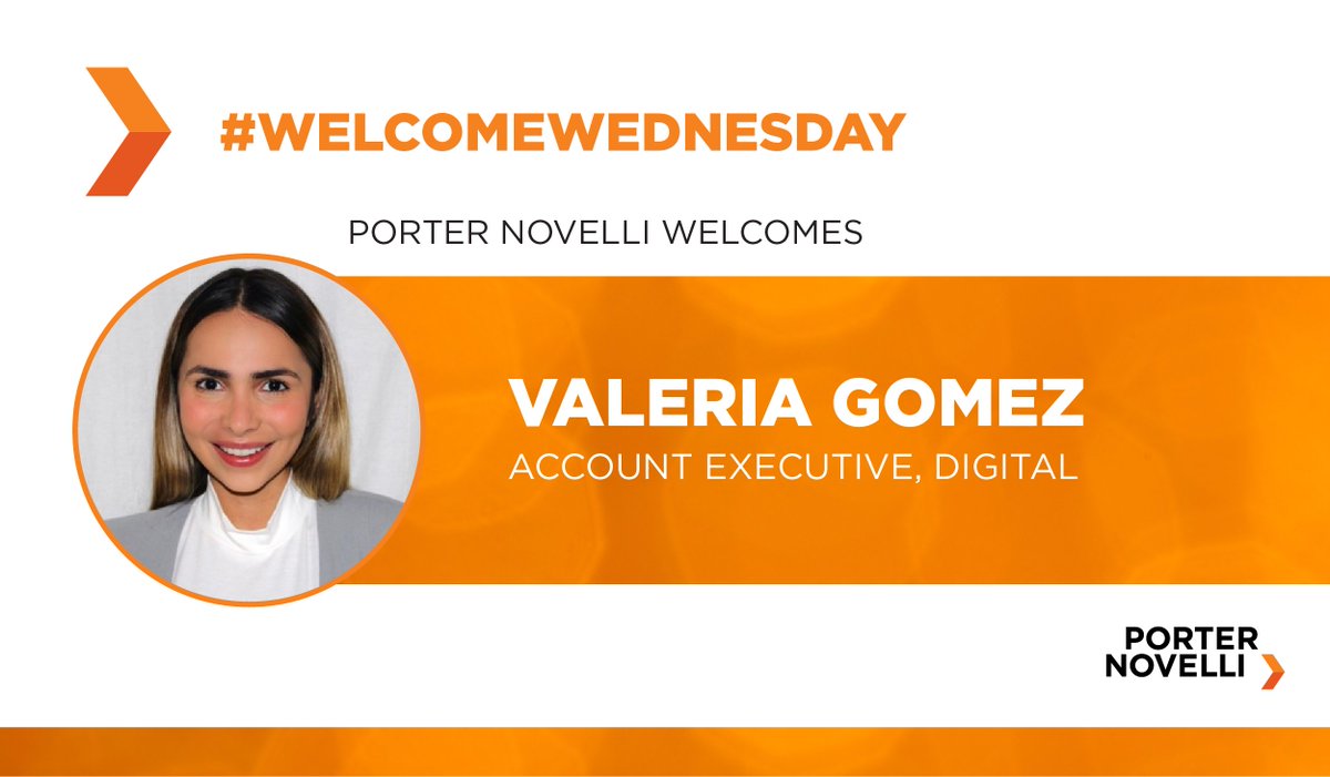 porternovelliNA's tweet photo. We are #PNProud to welcome Valeria Gomez to Porter Novelli! Valeria joined PN in March as an account executive on our digital team. Valeria was excited to join PN because of our purpose-driven culture. Welcome, Valeria! #WelcomeWednesday https://t.co/xikjsziSgp