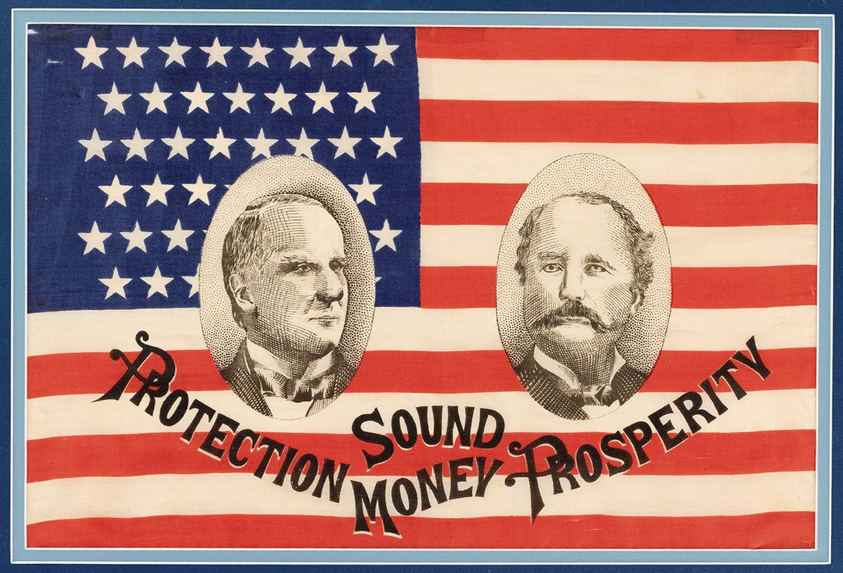 HakesAuctions's tweet photo. Among the many #politicalmorabilia highlights in @HakesAuctions' new sale is this stunning #WilliamMcKinley & #GarretHobart #jugate #flag from the #1896Election. Stop & see us at the @APIC_USA National Convention in #Reno #Nevada July 17-23. 🇺🇸🇺🇸🇺🇸
#APIC_USA #McKinley #Hobart https://t.co/8JZZpyRWxU