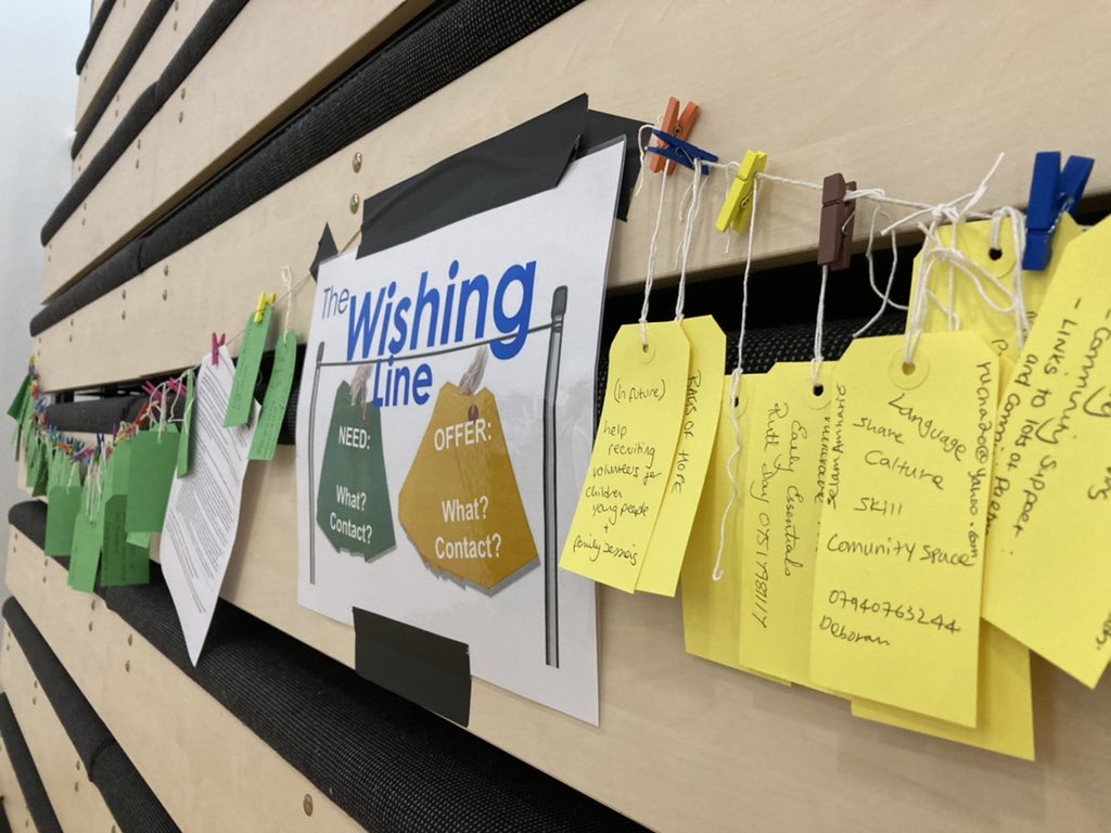 PhilAGleave's tweet photo. The Wishing Line - supporting one another by sharing resources at the ROC Conversation Oasis Media City UK @oasismediacity @jillLCDuff @SteveChalke @GMP @salford_mayor @sueguides
@salfordfireteam @tomstannard
@gmpsalford @debrajgreen @mediacityhub  #ROCOasis https://t.co/tDvhG62xJf