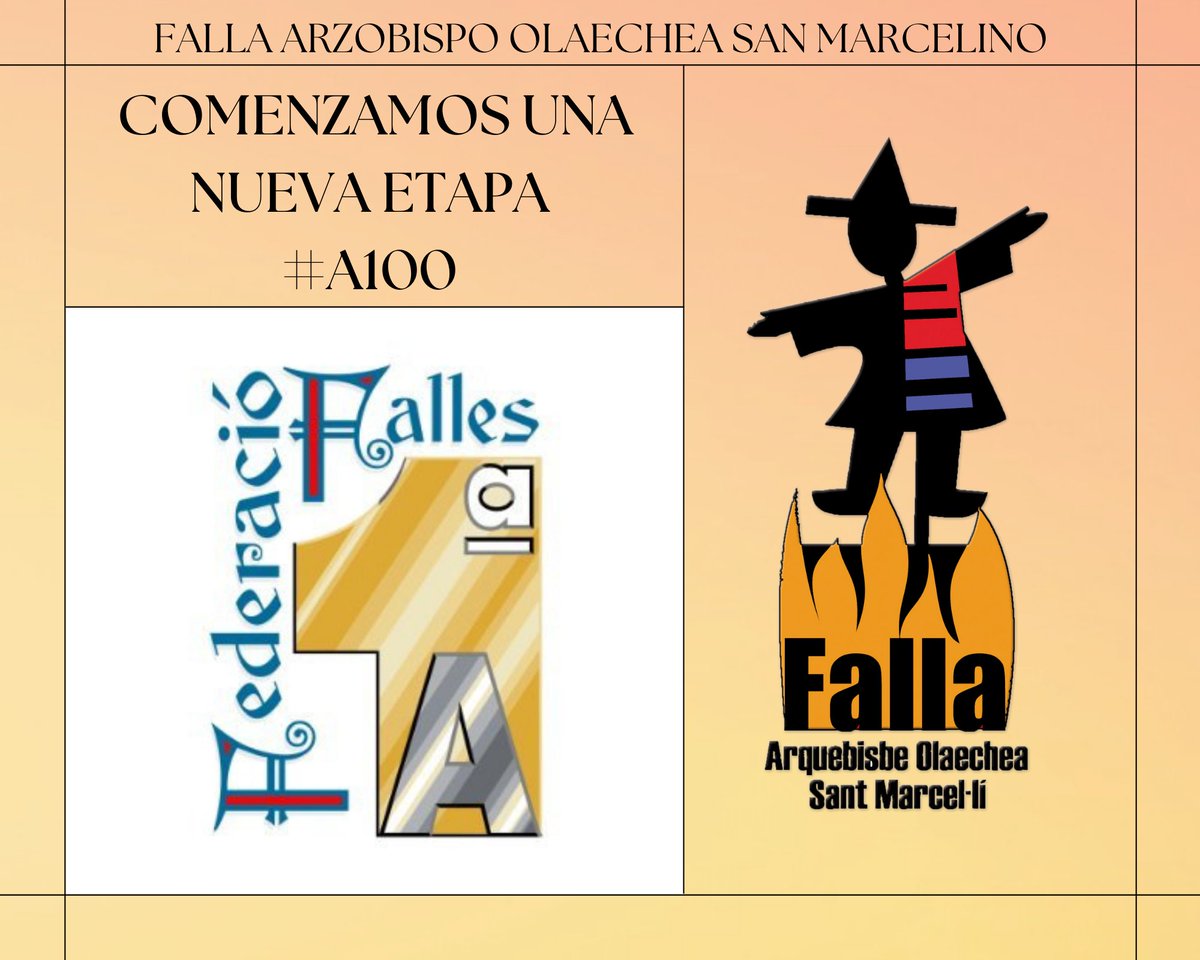 fallasanmarceli's tweet photo. ESTAMOS EN LA FEDERACIÓN DE 1°A 🔥

Tenemos el placer de comunicaros que la Falla Arzobispo Olaechea San Marcelino ya forma parte de la @FedFallas1A 

#A100 #falles23 https://t.co/GuyCzu9pAp