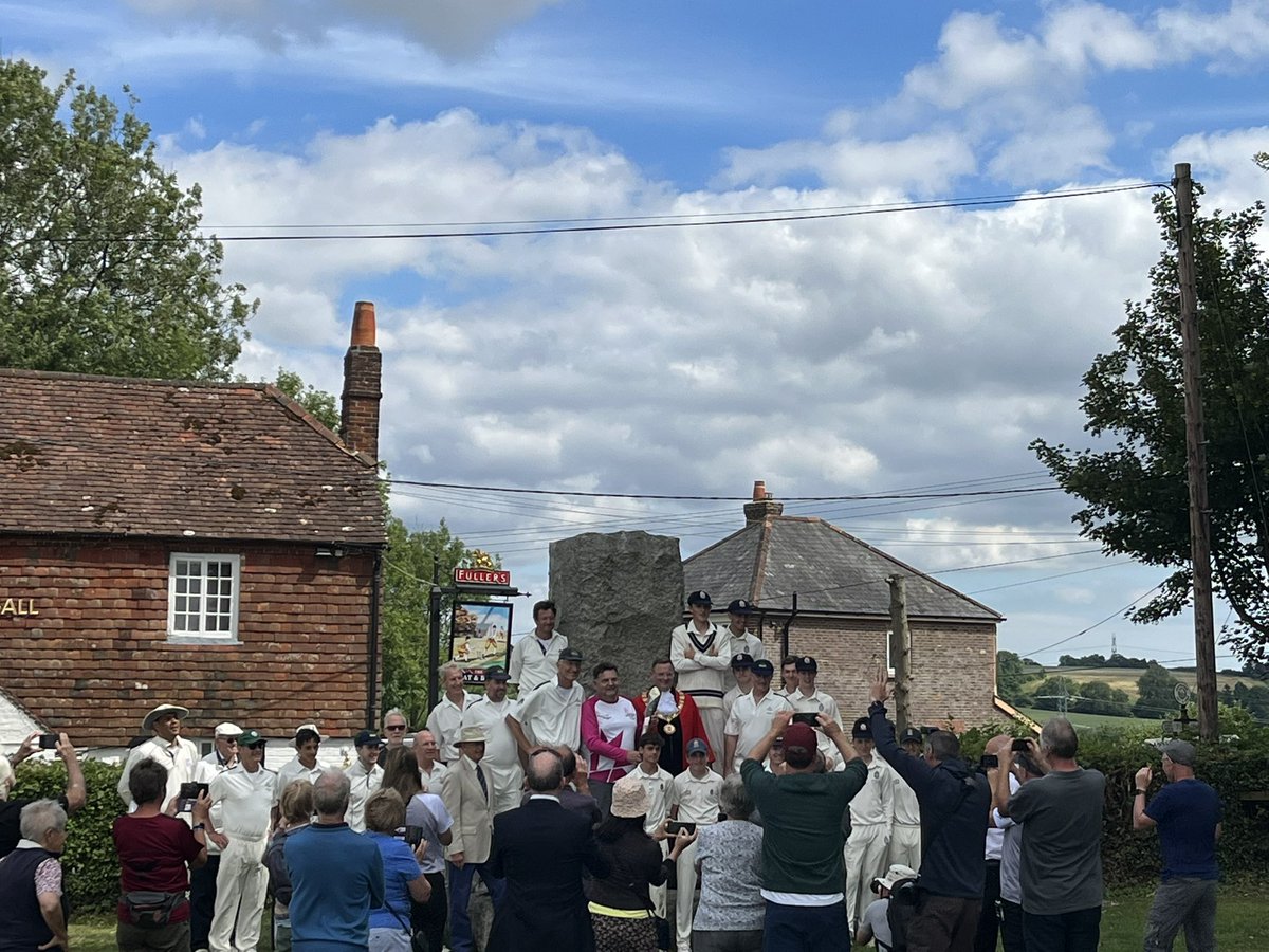 WinCollCricket's tweet photo. A brief interlude in this afternoon’s game as the Queen’s Baton Relay for the Commonwealth Games visits @cradleofcricket @WinColl https://t.co/GYvYa1lh2H