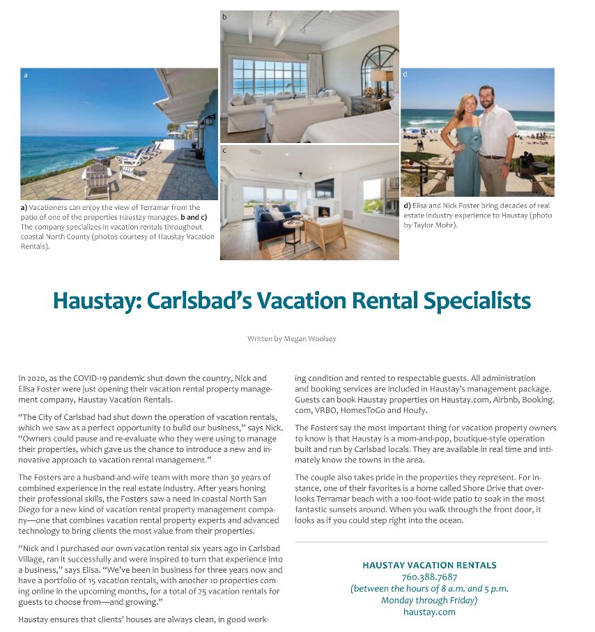 nickfosterSD's tweet photo. @HaustayUS featured in @cbadmag for the Summer Issue. 🎉🎆🏖️🩴 #carlsbad #oceanside #encinitas #solanabeach #str #vacationrentals https://t.co/GvilB08Mdv