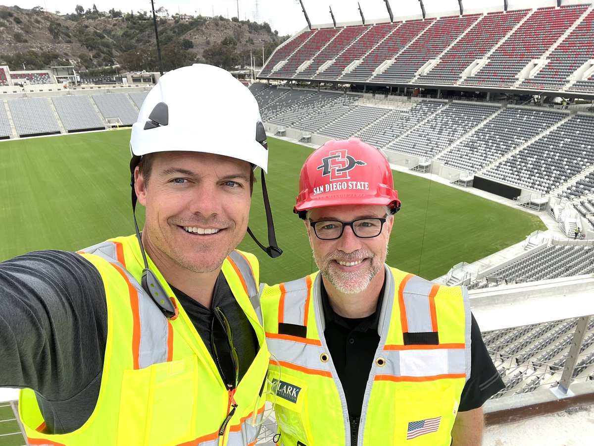 Huge thanks to @jdwicker for the tour of @SnapdragonStdm this morning. @GoAztecs fans are going to love this place. Not a bad seat in the house, so fired up for @AztecFB and all the events to come. Great time to be an Aztec! #AztecFootball100