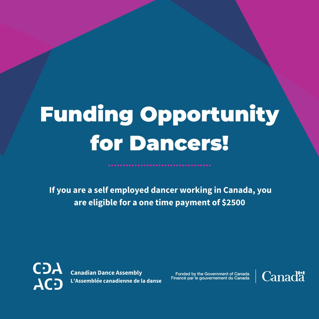 .<a href="/cdaacd/">The Canadian Dance Assembly</a> Resilience Fund to bring direct assistance to independent and self-employed dancers from across Canada. CDA aims to offer a total of $2500 each to 1500 applicants. 
cda-acd.ca/resilience-fun…