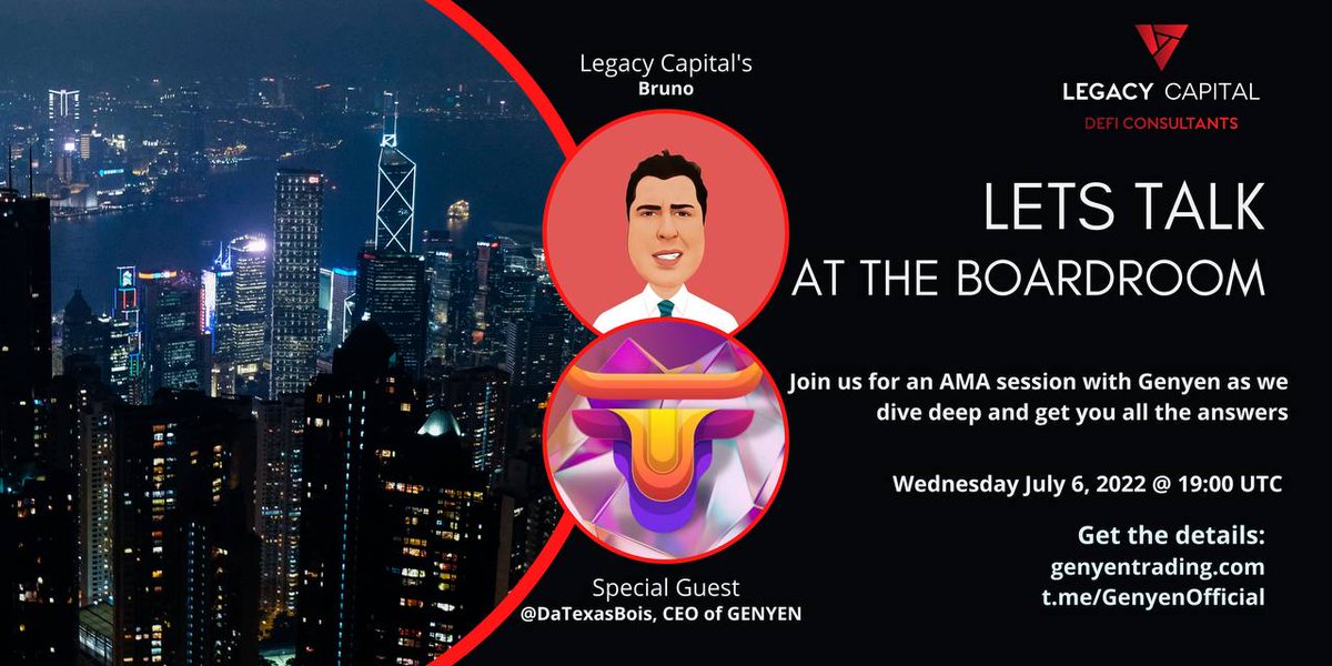 GenyenOfficial's tweet photo. #GENYEN is having our first #AMA on telegram with Legacy Capital! LINK BELOW! #Bullish #LFG #WinEarnGain #GenyenToken #BSC #BNB #crypto #cryptocurrency #launch #token #win #earn #gain $GYEN 

https://t.co/SMB52LFLot https://t.co/cJi6HsI9pJ