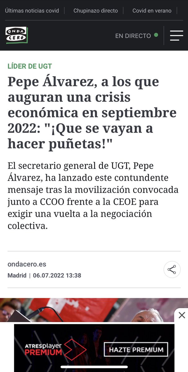 Felisuco_'s tweet photo. Zapatero, 2008: los que exageran la crisis son unos antipatriotas. 

Pepe Álvarez (UGT), 2022: los que auguran una crisis económica en septiembre que se vayan a hacer puñetas. 

Un poquito de por favor. https://t.co/t5MkbD9Qyh