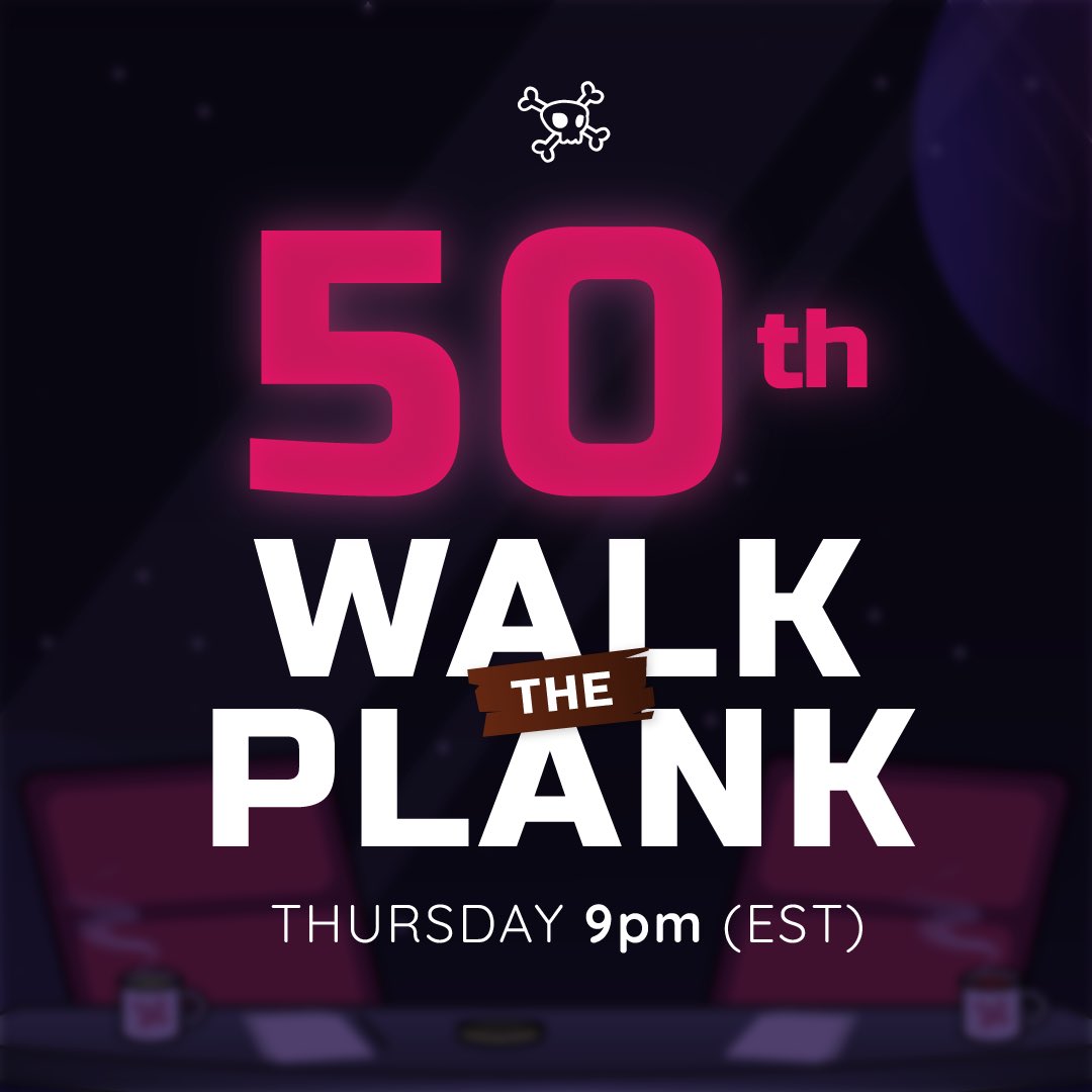 PiratesMeta's tweet photo. Walk the Plank 50th Episode 🎙🏴‍☠️

Join us tomorrow, Thursday 7/7 at 9 pm EST for a special edition of WTP w/ special guest @BryanveeEth of the @steezyapegang ! 

To celebrate, we’re giving away a Pirate #NFT ! Enter 👇

🏴‍☠️ RETWEET 
🏴‍☠️ FOLLOW both projects
🏴‍☠️ ATTEND the space! https://t.co/Ndf1s5SG1z